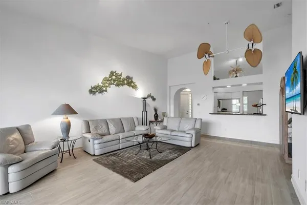 a living room with furniture