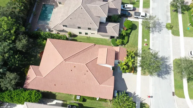an aerial view of a house