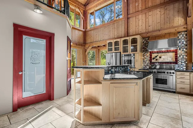 a view of a room with cabinets