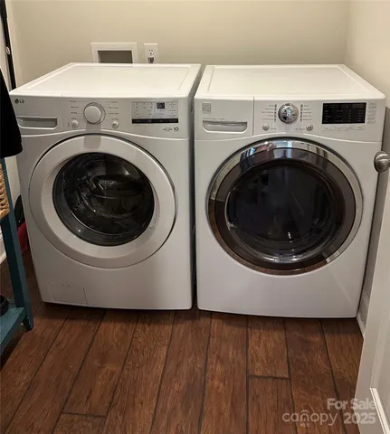 a utility room with dryer and washer