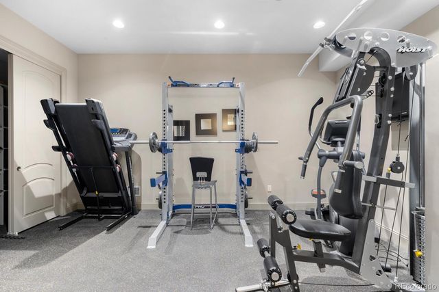 a view of a room with gym equipment
