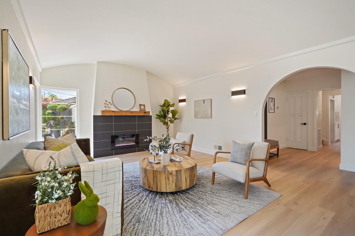 604 Howard Avenue Burlingame, CA 94010 - Photo 1 of 1 a living room with furniture and a fireplace