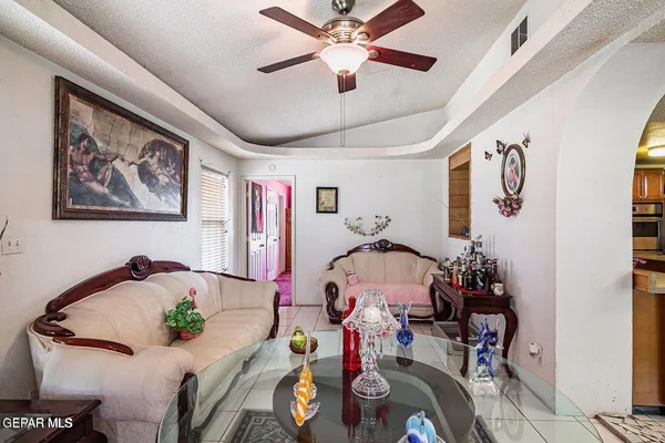 a living room with furniture