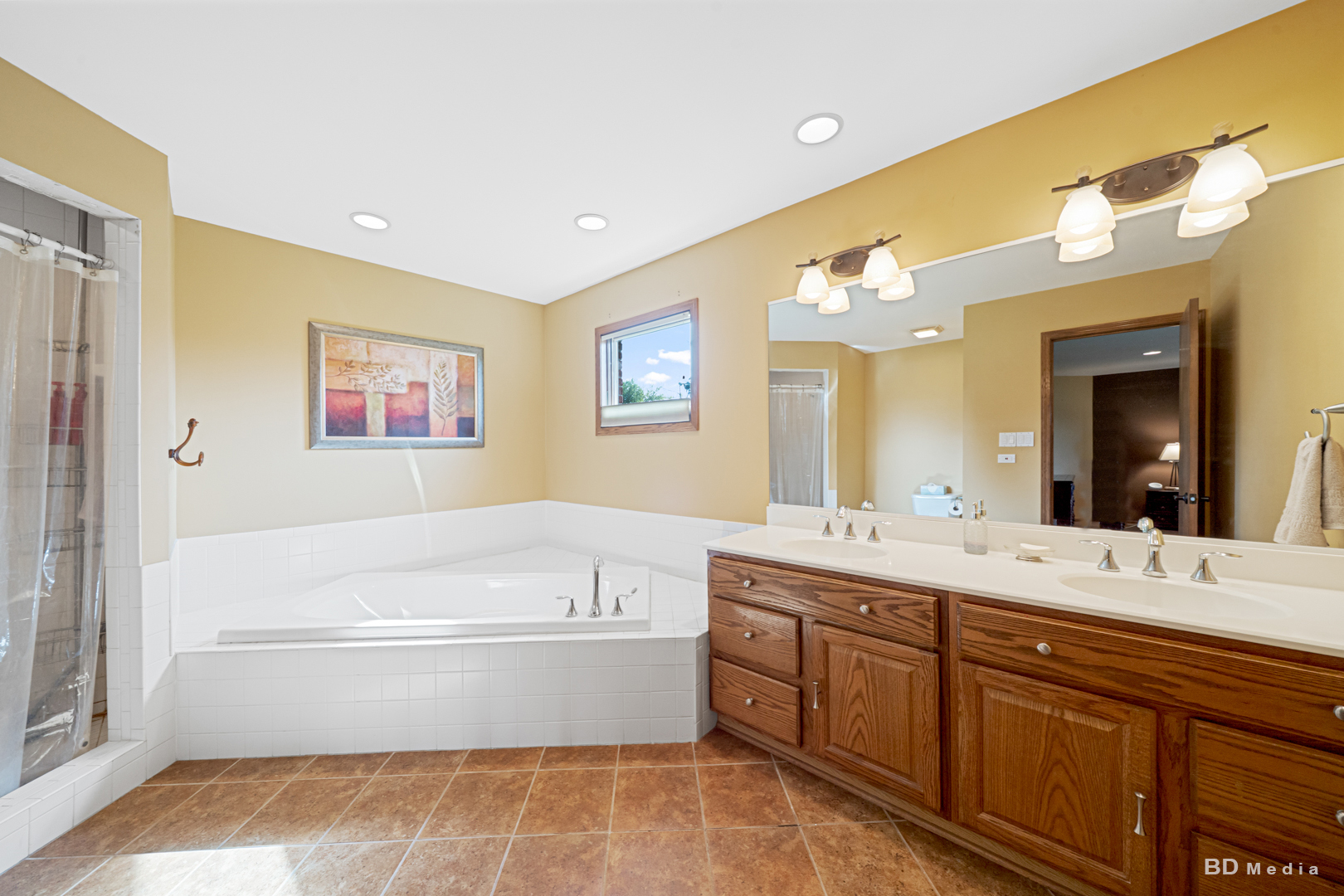 26002 Cambridge Drive Crete, IL 60417 - Photo 20 of 48 a bathroom with a tub a sink and mirror