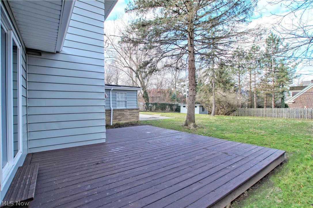 2926 Lee Road Cleveland, OH 44120 - Photo 32 of 35 Partially Fenced Huge Back Yard with Deck off Dining Room