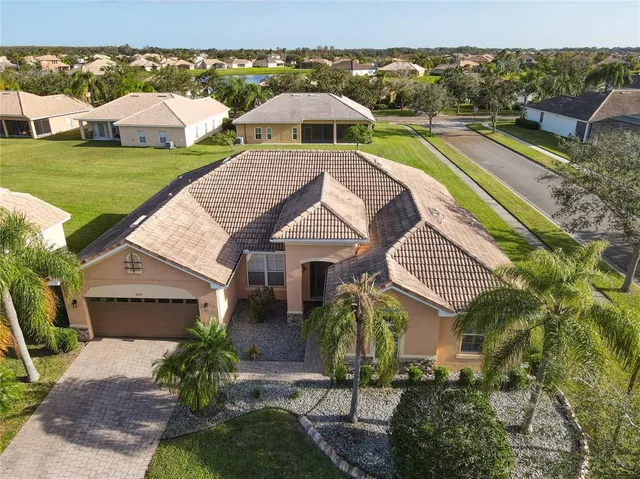 an aerial view of a house