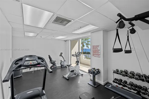 a view of a room with gym equipment