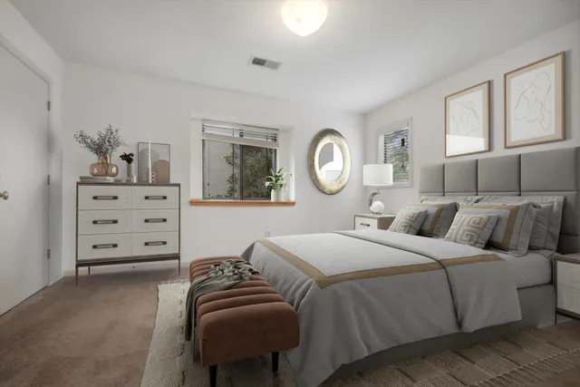 a view of an empty room and a toilet