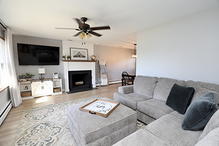 100 Lee Street Manhattan, IL 60442 - Photo 4 of 21 a living room with furniture a flat screen tv and a fireplace