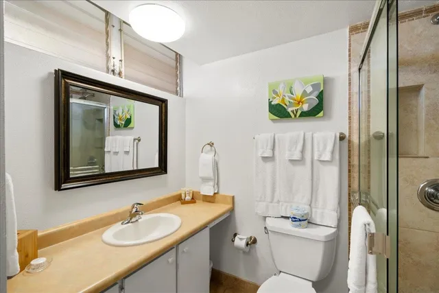 a bathroom with a toilet a sink and mirror