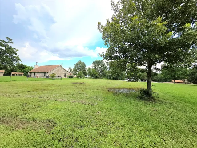 a grassy field with some trees in the background