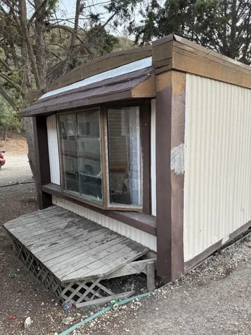 a view of wooden door