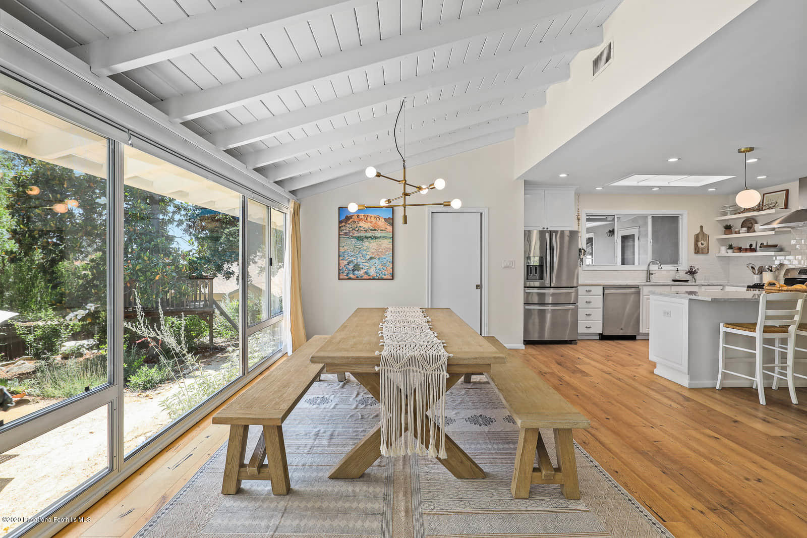 1955 Windover Road Pasadena, CA 91107 - Photo 19 of 71 a view of a dining room with furniture a kitchen view and large windows