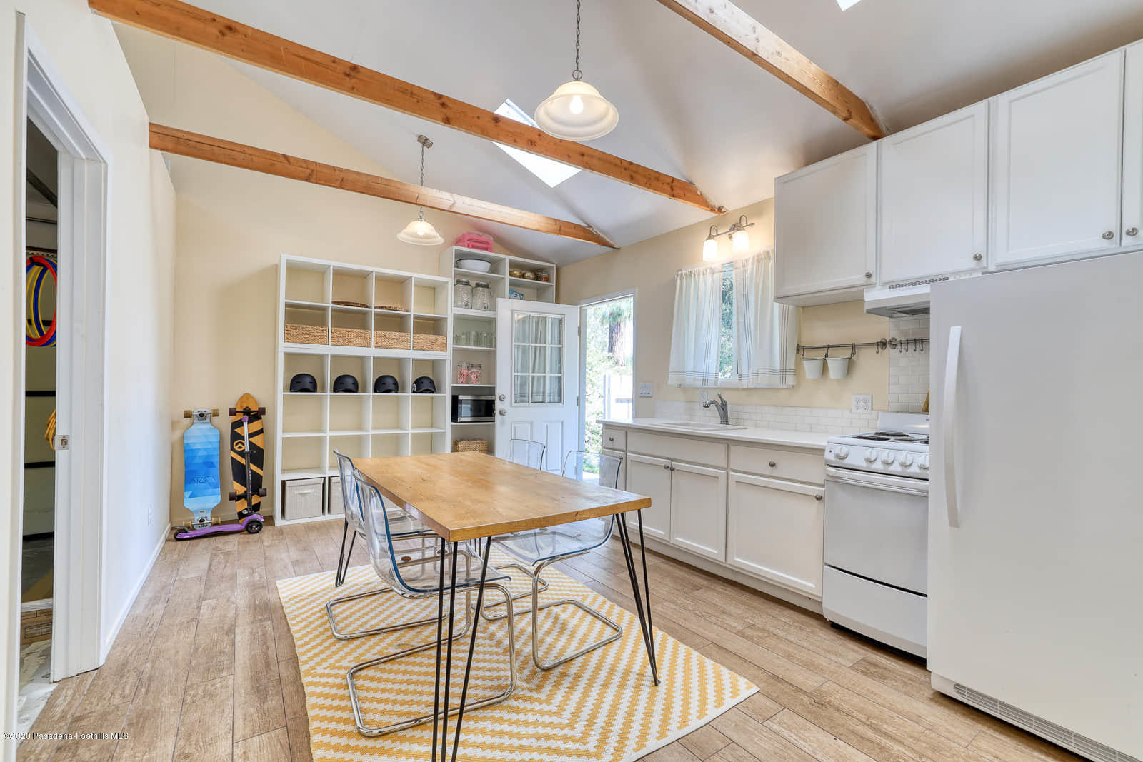 1955 Windover Road Pasadena, CA 91107 - Photo 57 of 71 a kitchen with stainless steel appliances granite countertop a stove a sink dishwasher and a refrigerator with wooden floor