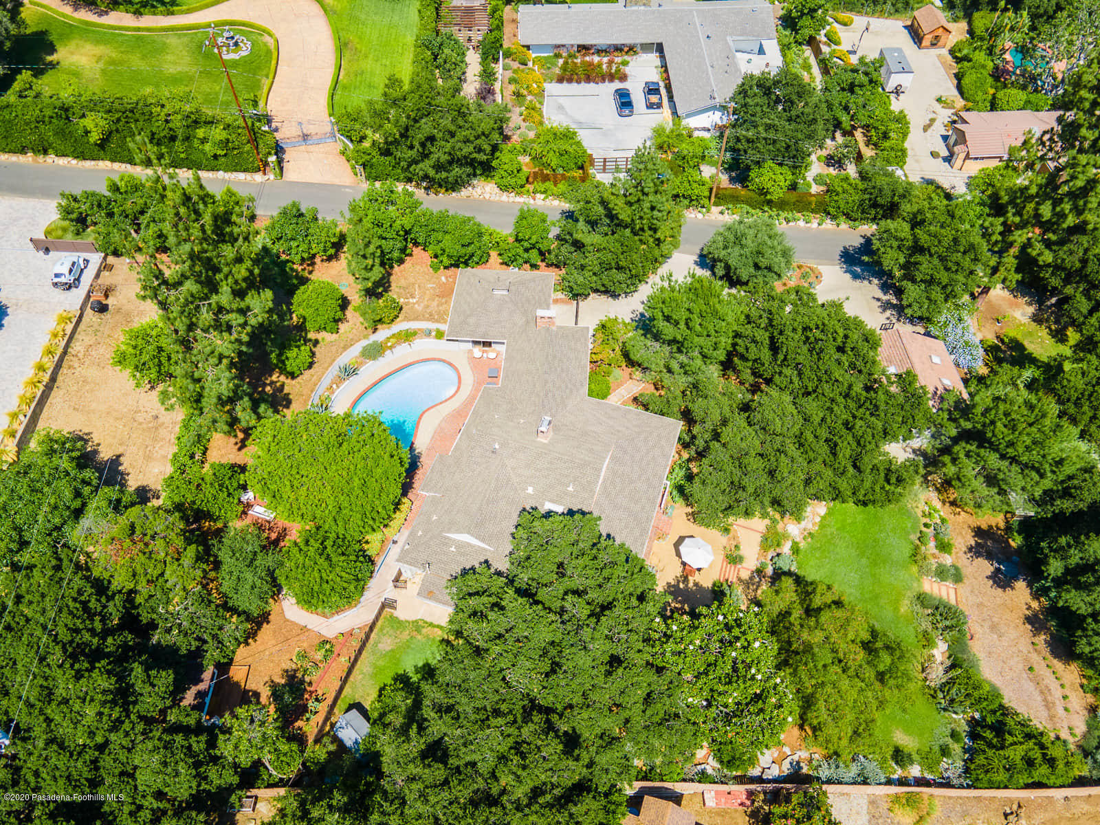 1955 Windover Road Pasadena, CA 91107 - Photo 63 of 71 an aerial view of a house with a yard and garden