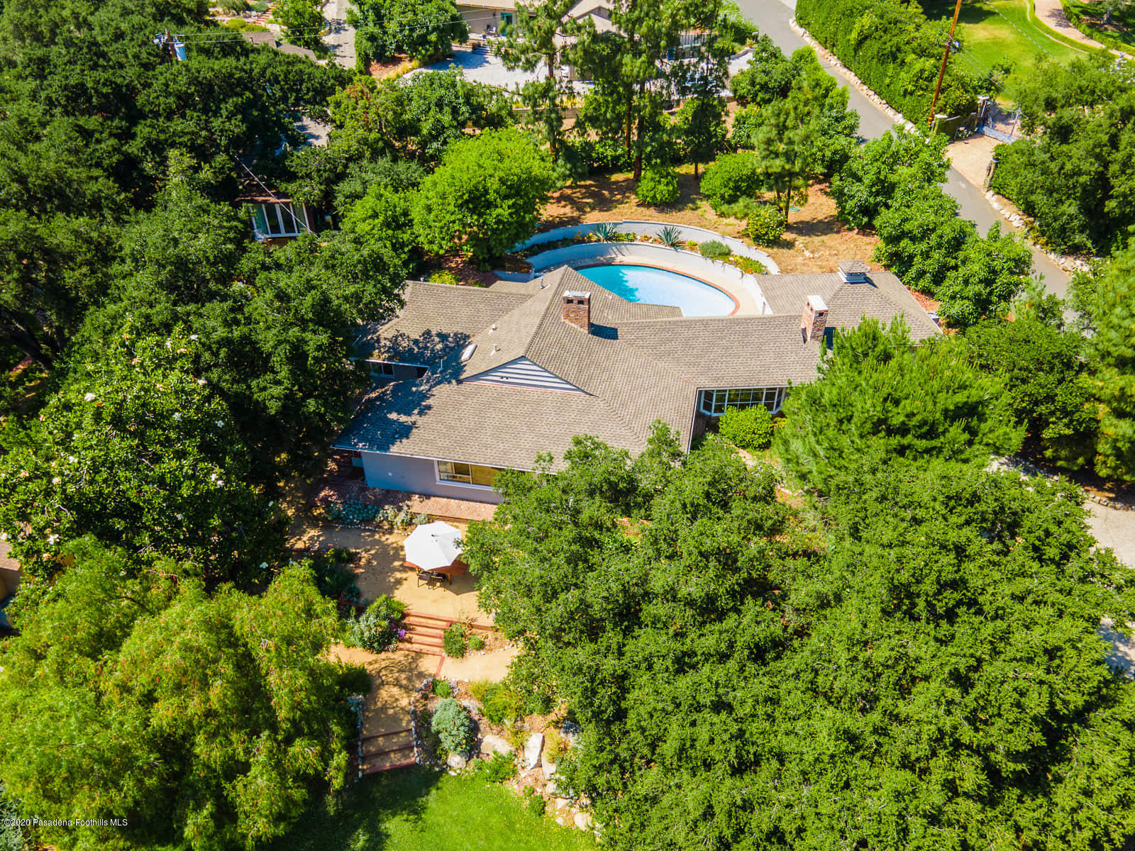 1955 Windover Road Pasadena, CA 91107 - Photo 64 of 71 an aerial view of residential houses with outdoor space and trees all around