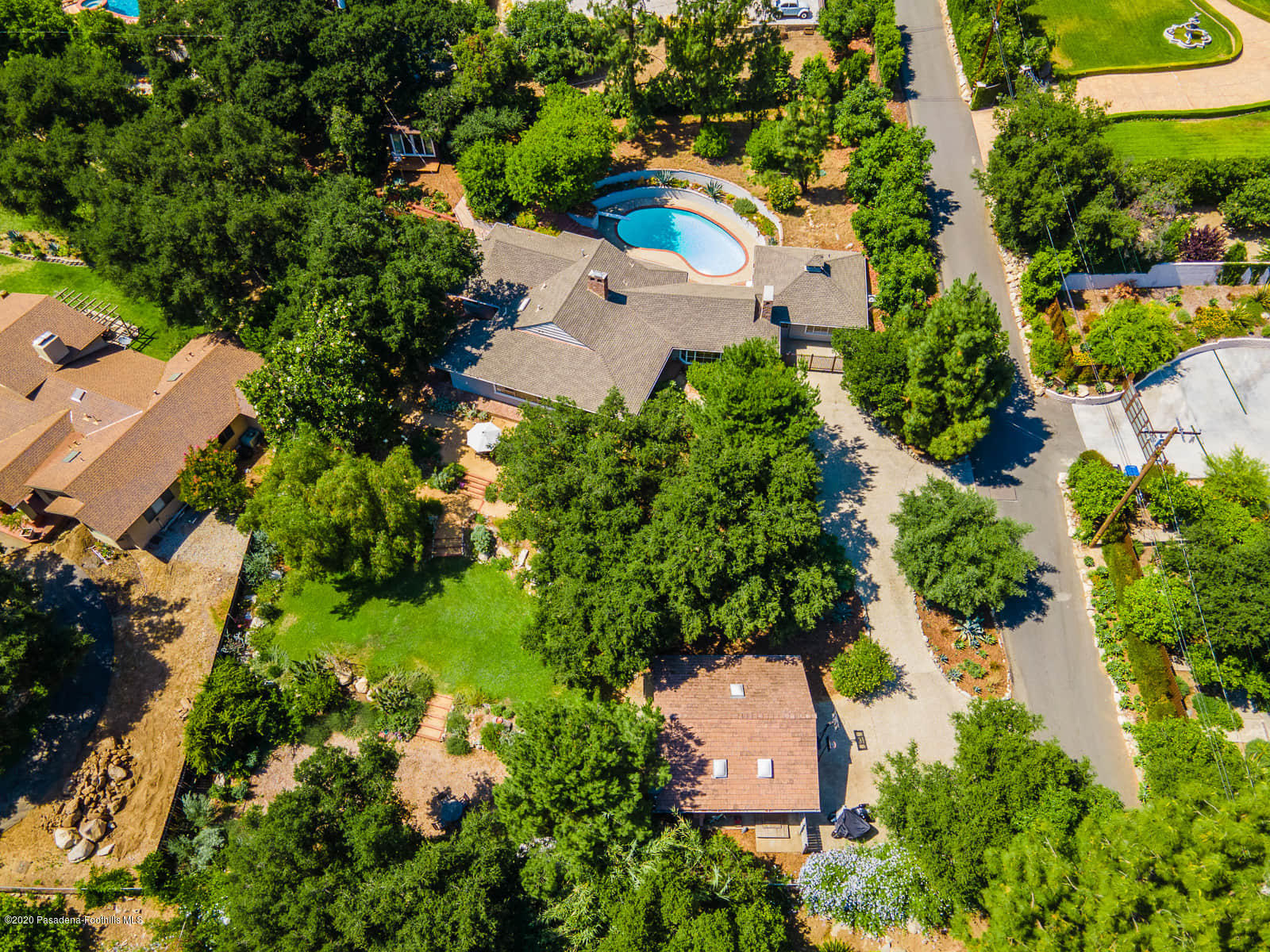 1955 Windover Road Pasadena, CA 91107 - Photo 71 of 71 an aerial view of a house with a yard and outdoor seating