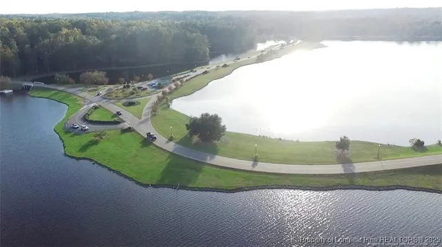 a view of a swimming pool with a yard