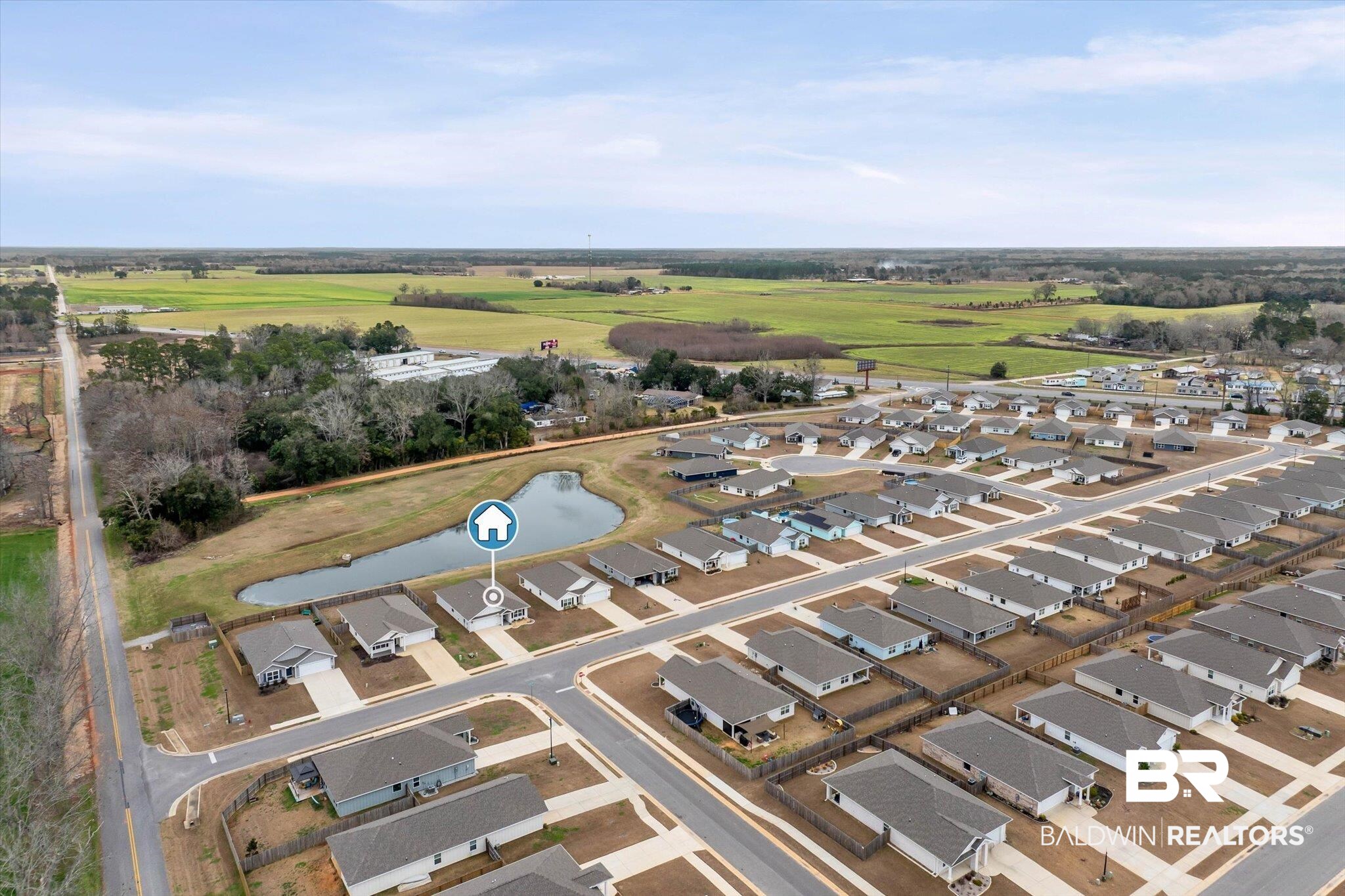 17041 Muse Street Loxley, AL 36551 - Photo 35 of 44 Aerial view of residential area featuring a nearby body of water