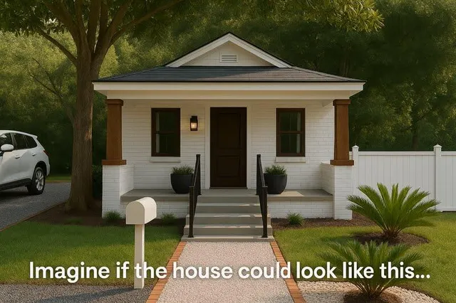 a front view of a house with garden