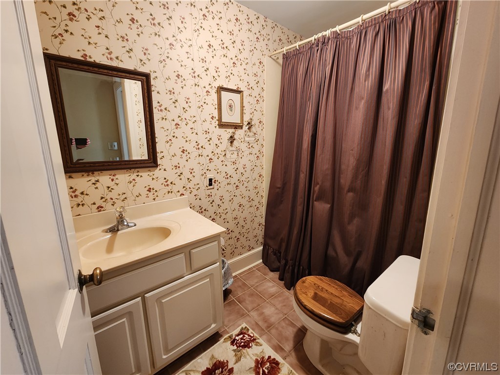 185 Washington Street Boydton, VA 23917 - Photo 31 of 45 a bathroom with a sink a toilet and mirror
