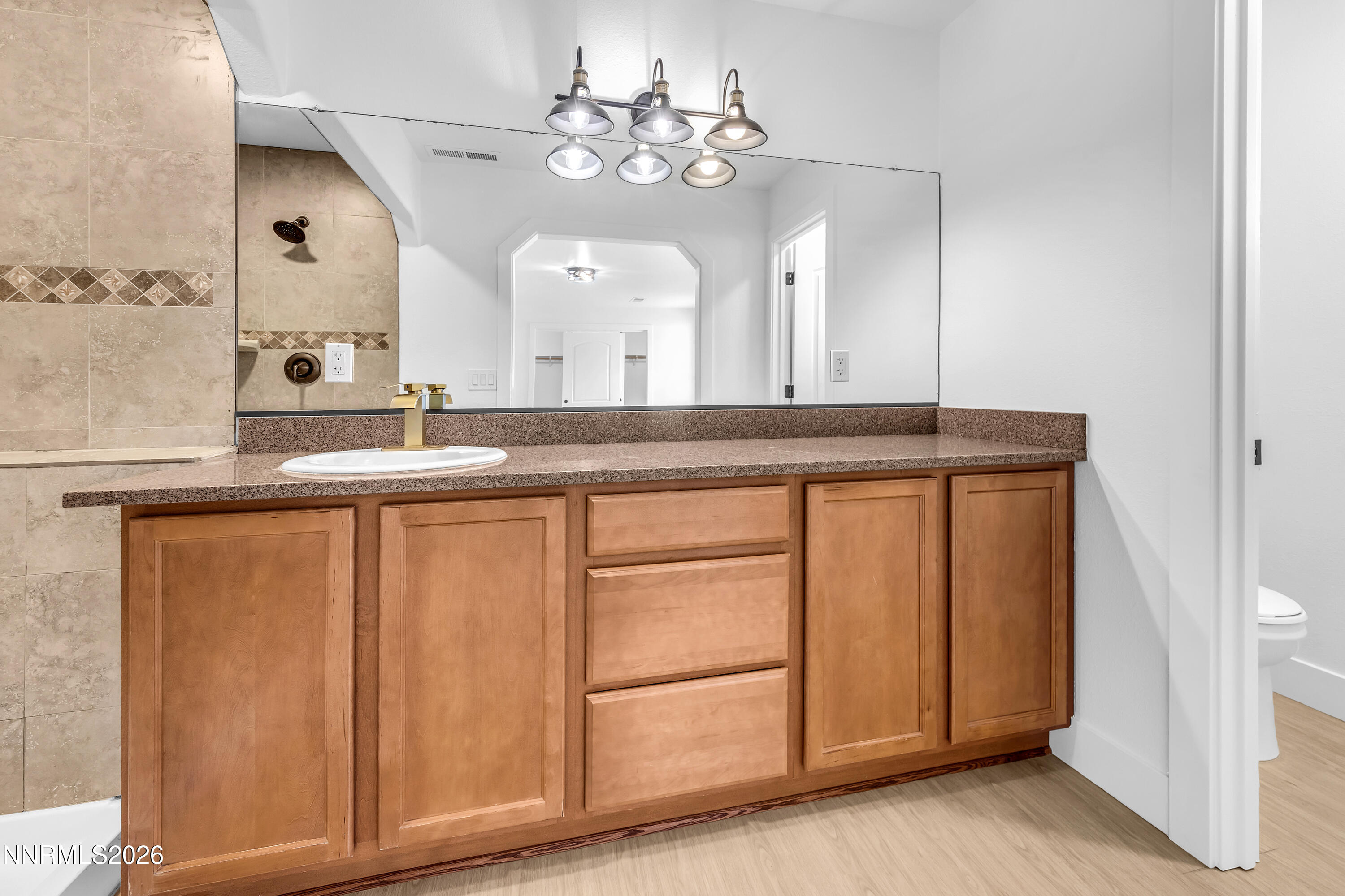 3825 Dyal Court Reno, NV 89508 - Photo 17 of 39 a bathroom with a granite countertop sink and a mirror