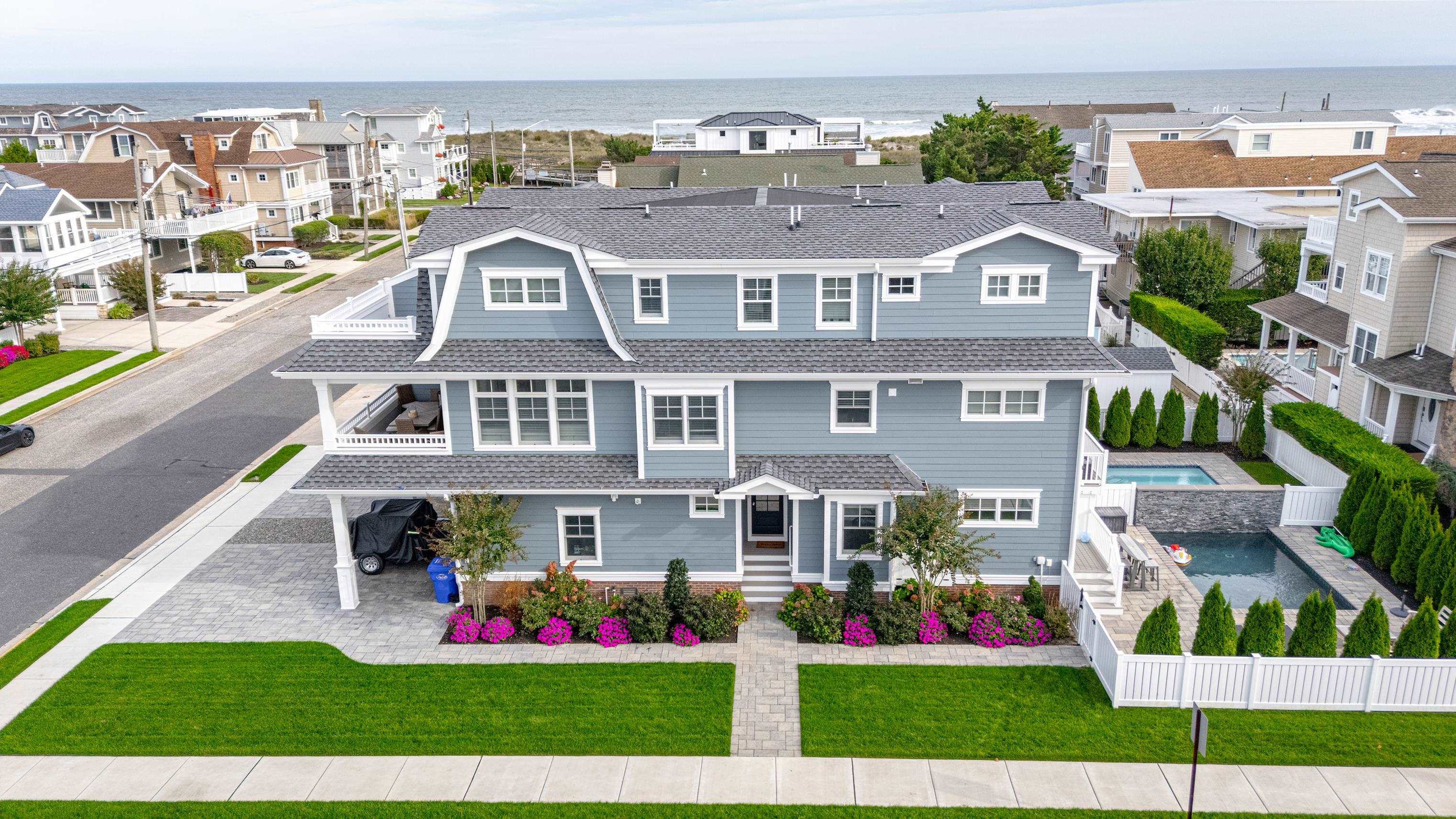 a front view of building with yard