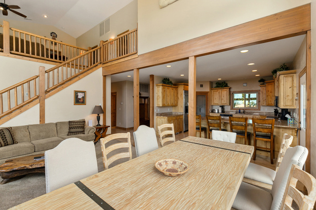 755 South Zion Ridge Drive Orderville, UT 84758 - Photo 45 of 84 Dining space with recessed lighting, a ceiling fan, and a high ceiling