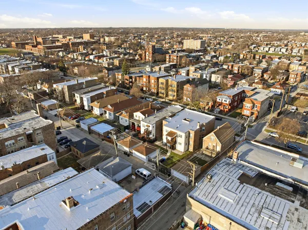 an aerial view of a city