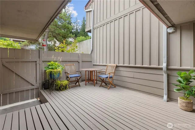 a backyard of a house with seating space