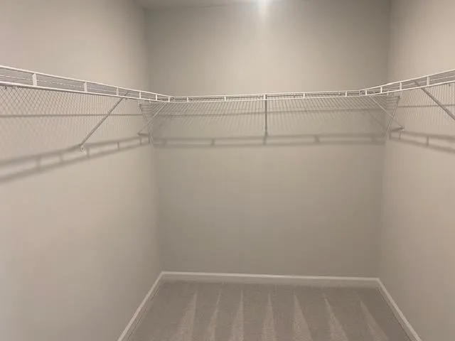 a view of a room with racks on the wall