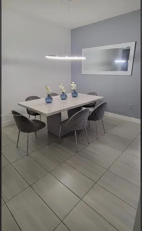 a garden view with a seating space