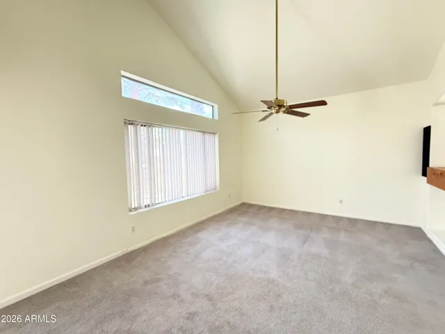 a view of a room with a window