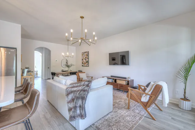 a living room with furniture