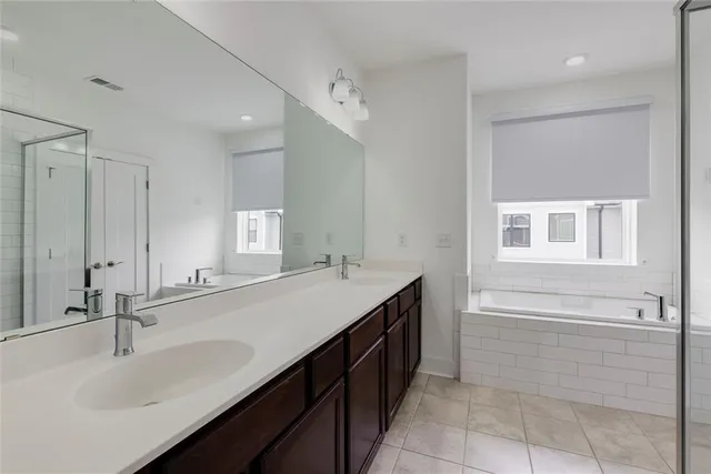 a bathroom with a bathtub