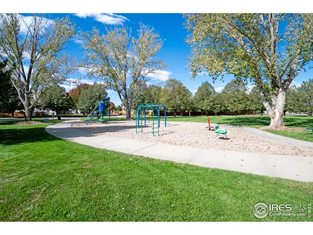 a view of park with large trees
