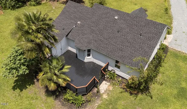 an aerial view of a house