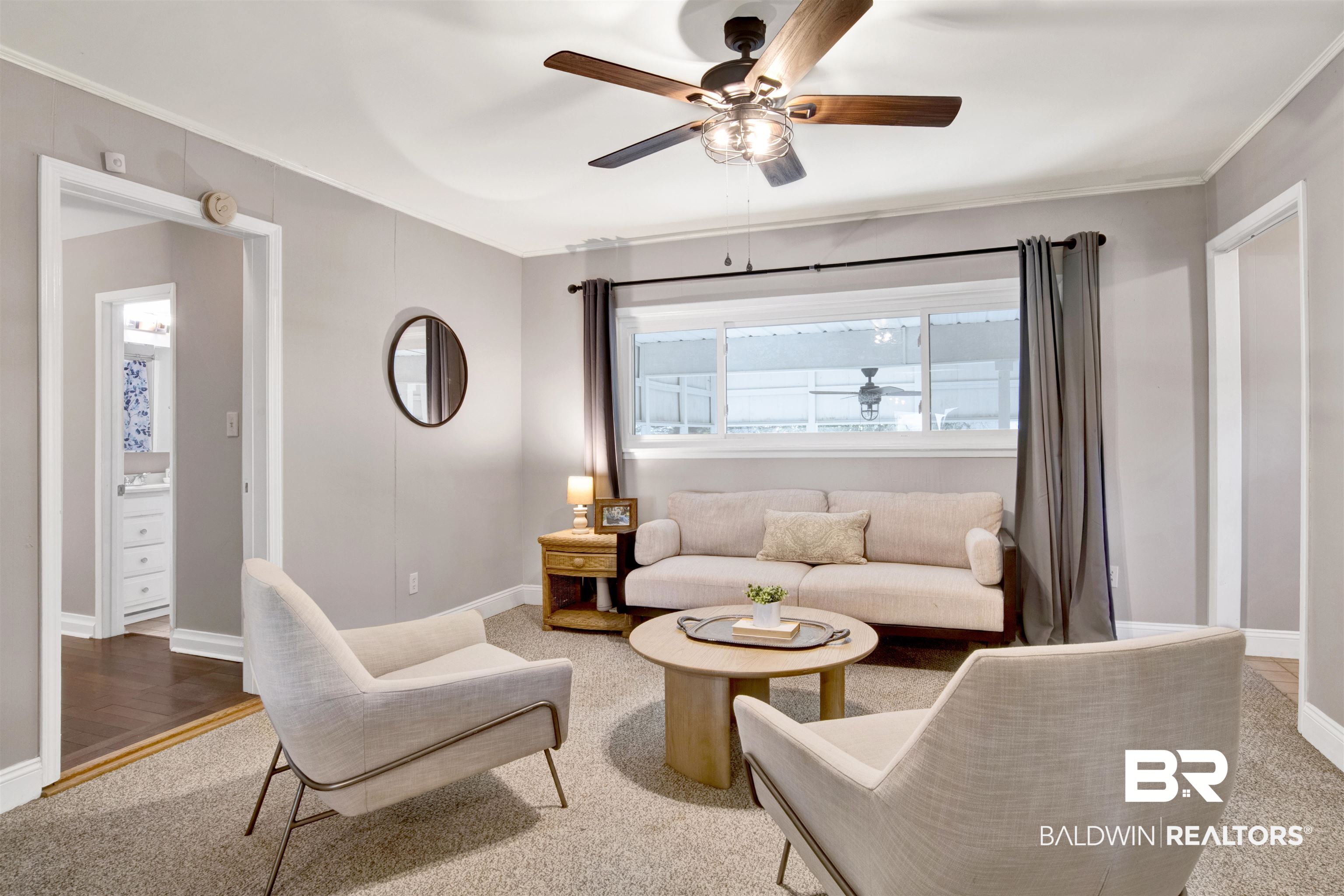 160 Emogene Place Mobile, AL 36606 - Photo 14 of 32 Family room featuring carpet flooring and ceiling fan