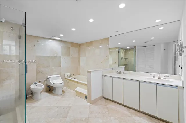 an aerial view of a swimming pool