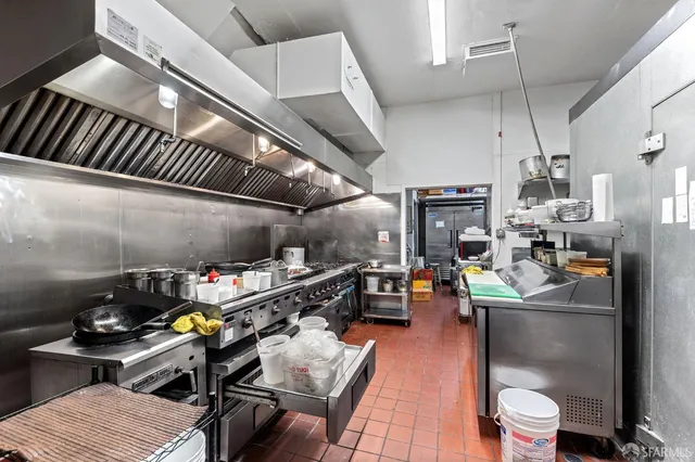 a kitchen with lots of counter top space