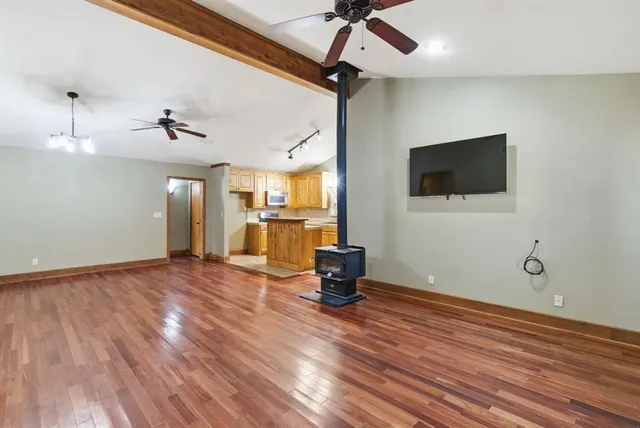 a view of a livingroom with a flat screen tv