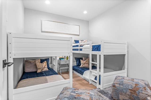 1258 Rothwell Road Park City, UT 84060 - Photo 21 of 48 Bright bedroom featuring multiple built-in bunk beds, recessed lighting, and light wood-finish flooring