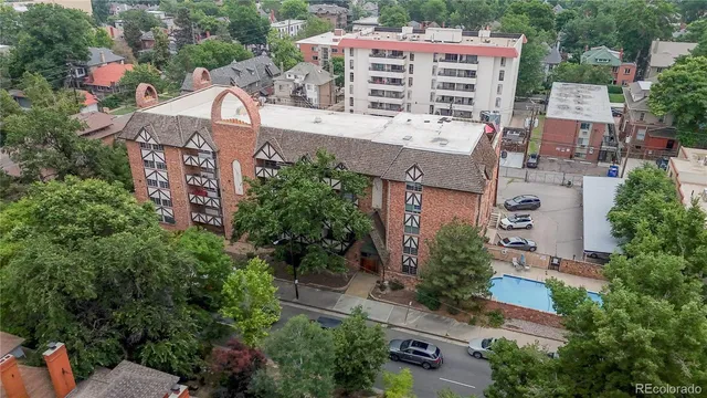 an aerial view of a house