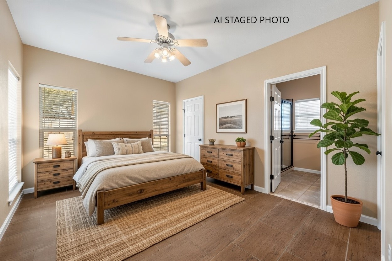 3139 Chisholm Trail Austin, TX 78734 - Photo 22 of 37 Bedroom with ceiling fan and wood finished floors