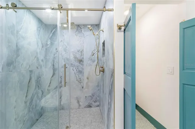 a bathroom with a shower