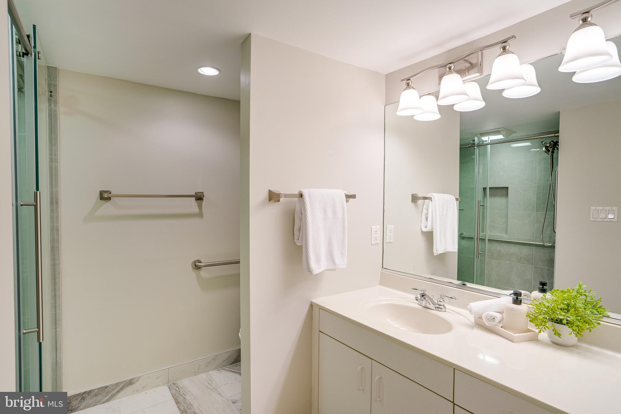 2148 South Bay Lane Reston, VA 20191 - Photo 56 of 73 a bathroom with a double vanity sink mirror and shower