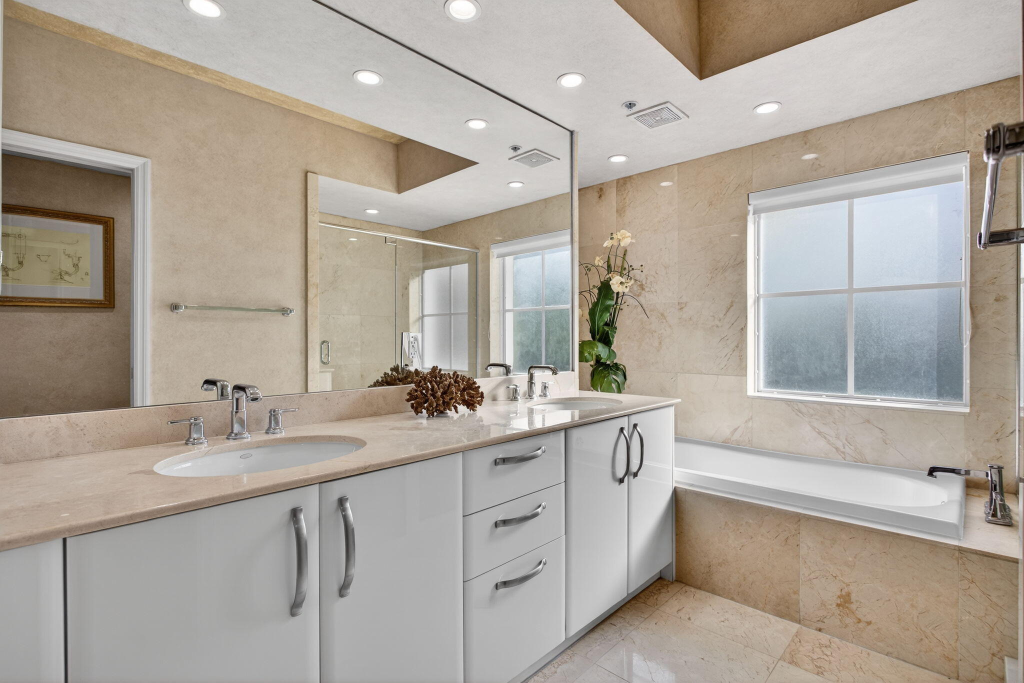 2051 Southeast 3rd Street, Unit TH8 Deerfield Beach, FL 33441 - Photo 35 of 58 a bathroom with a granite countertop sink mirror and a