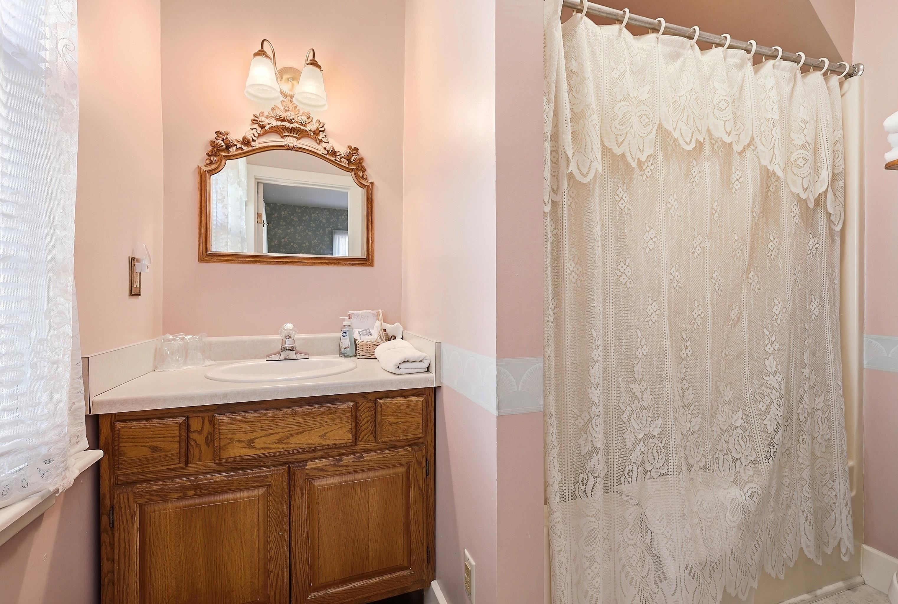 341 Spring Street Galena, IL 61036 - Photo 10 of 35 a bathroom with a sink a mirror and vanity