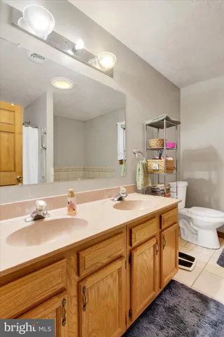 a bathroom with a sink double vanity and a mirror