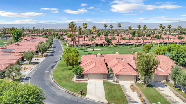 a view of a lake with a garden